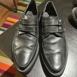 Lanvin Black Leather Double Monkstraps
